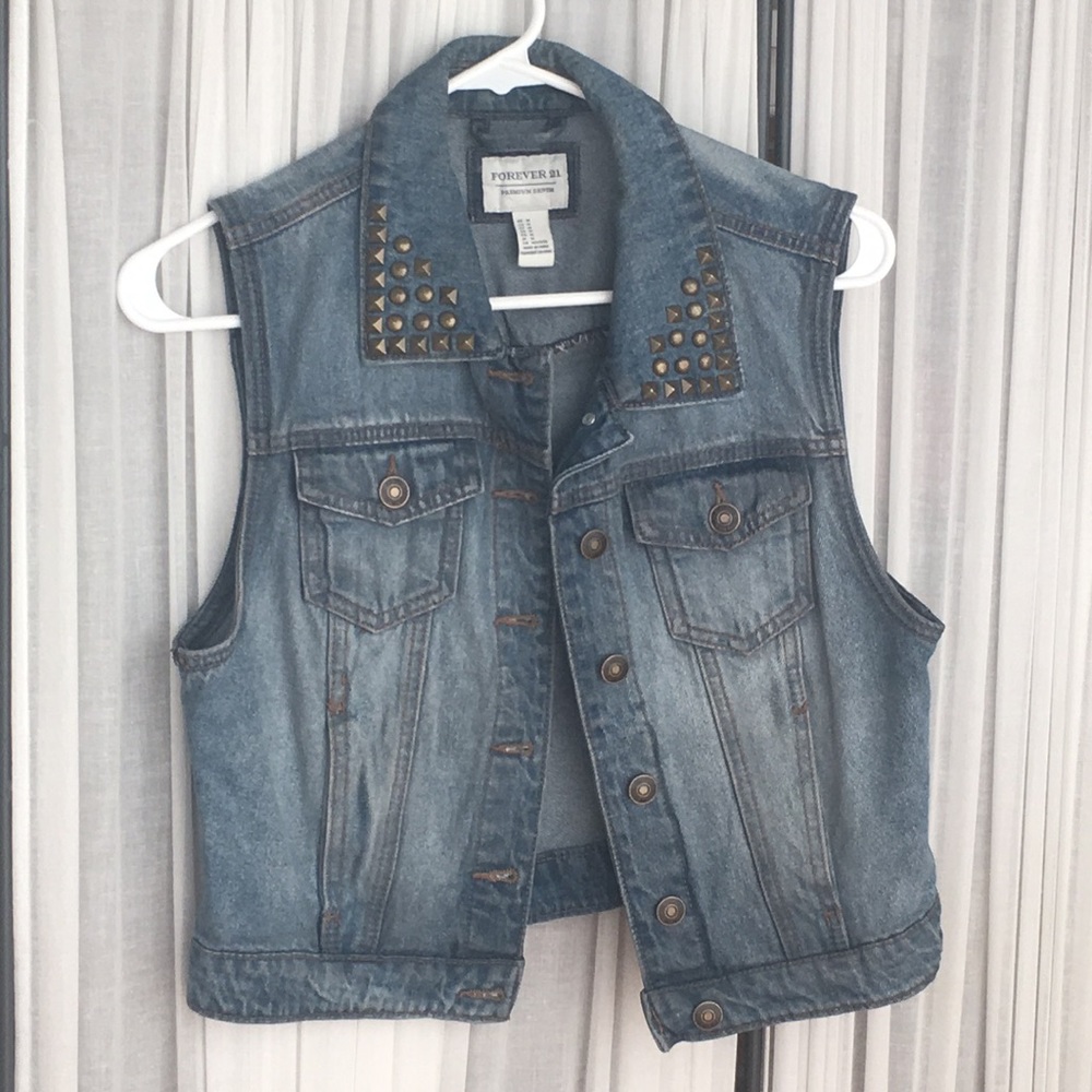 Forever 21 denim vest with stud details
